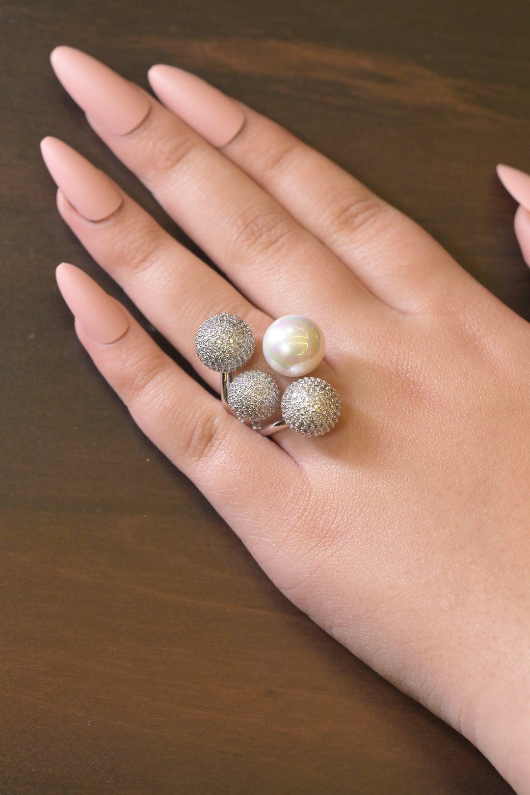 Pearl And Diamond Ball Ring