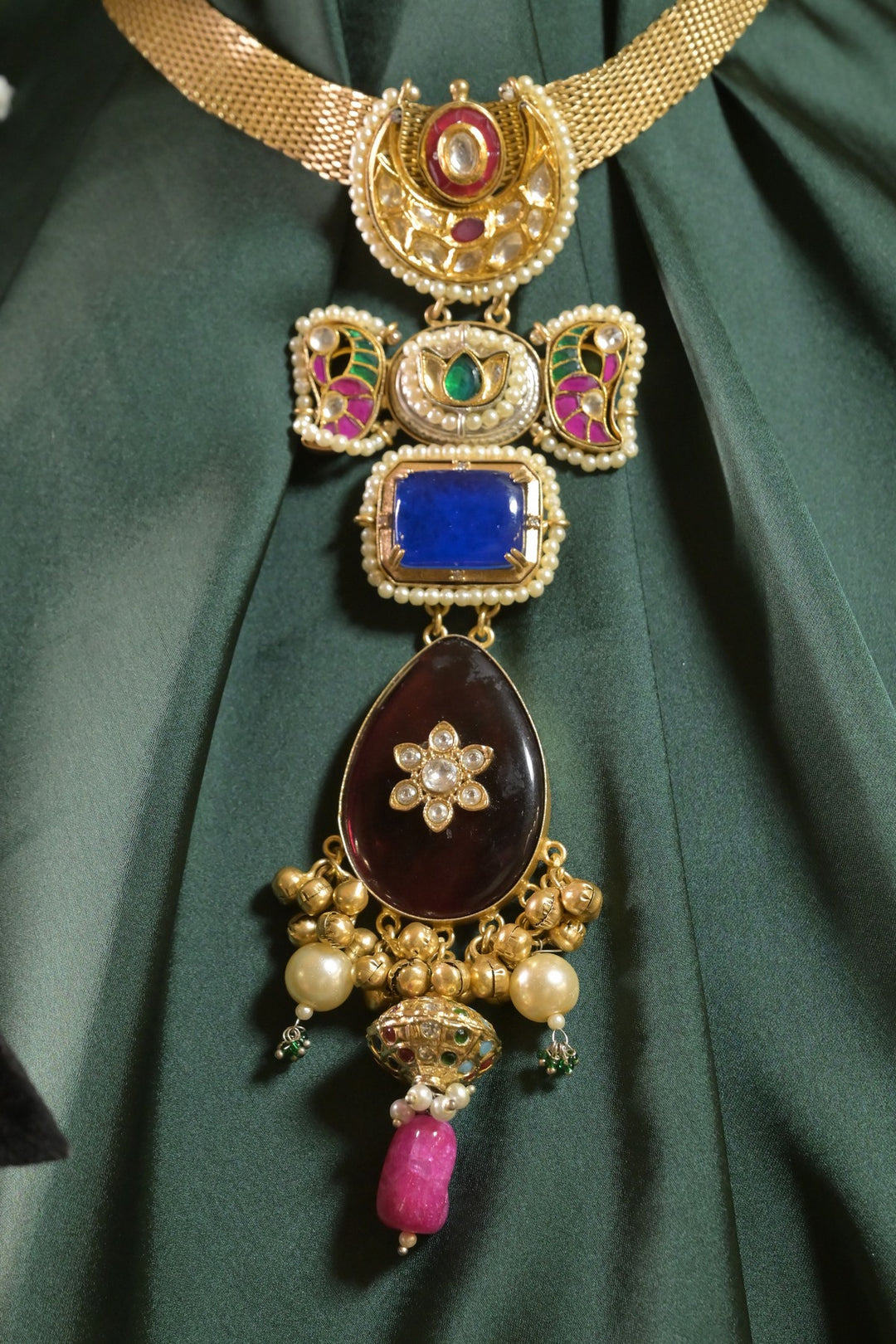 Padmavati Meenakari Gemstone Cluster Necklace