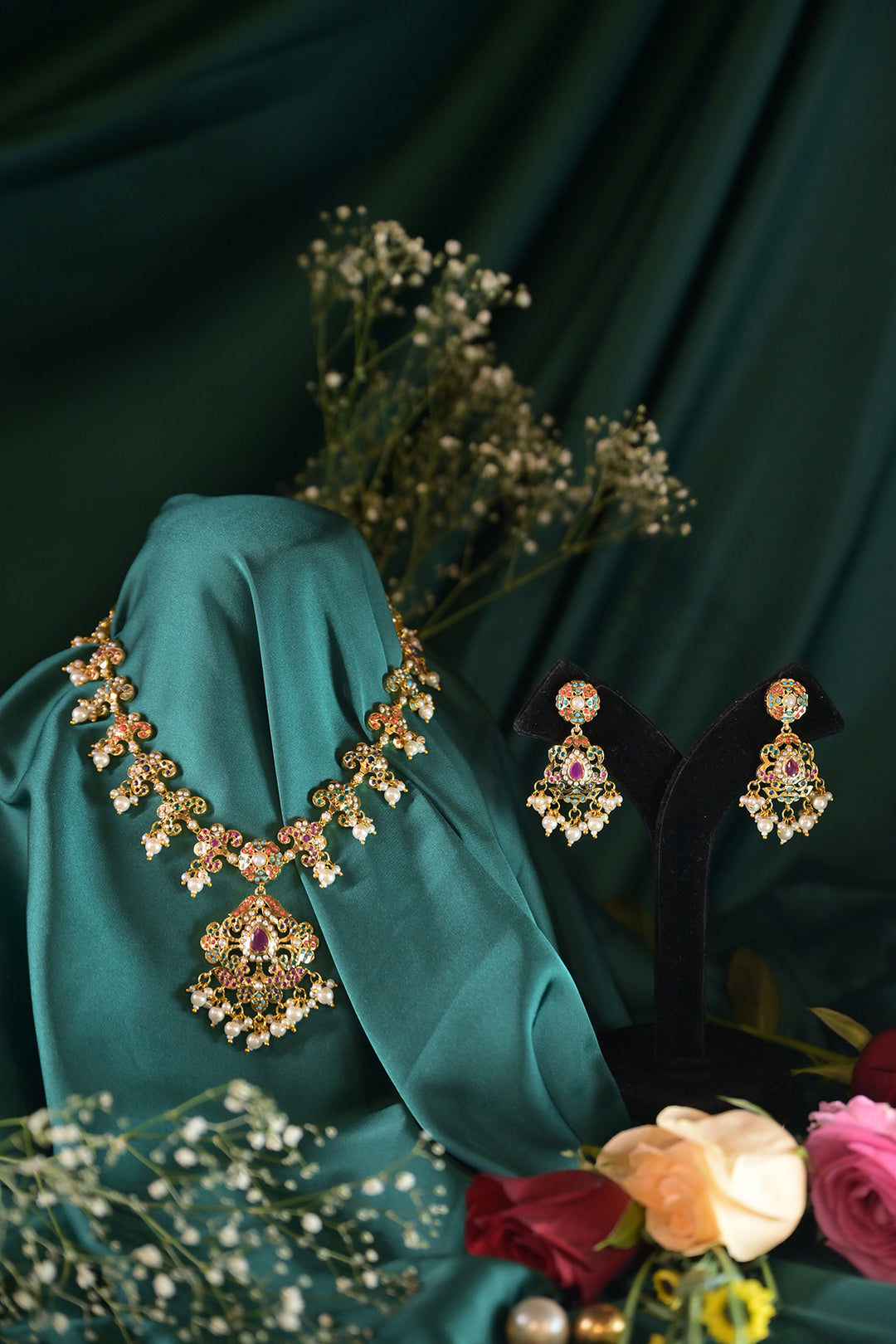 Adarshini Navratna Jadau Long Necklace