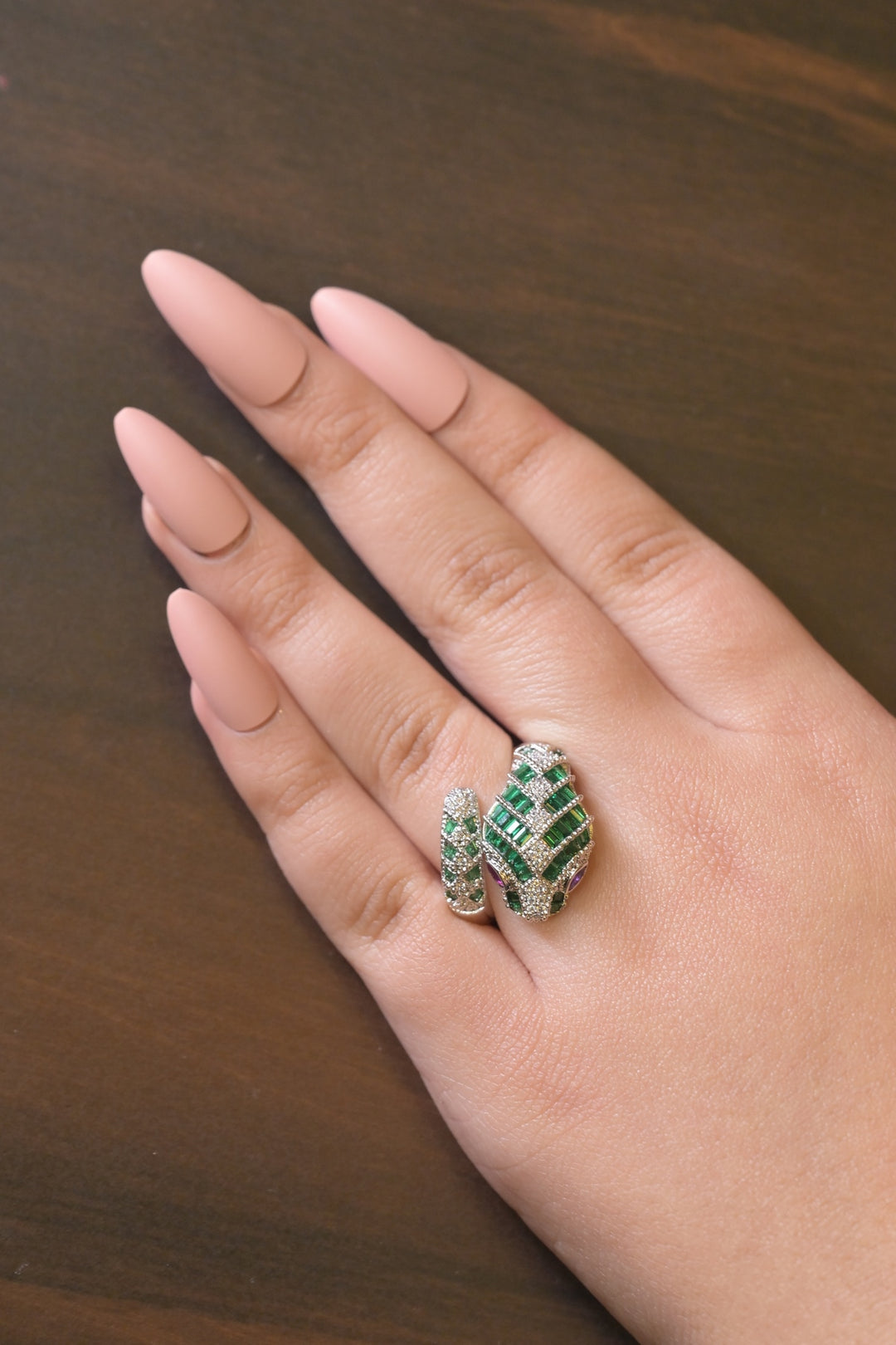 Sarp Oxidised Emerald Gemstone Ring