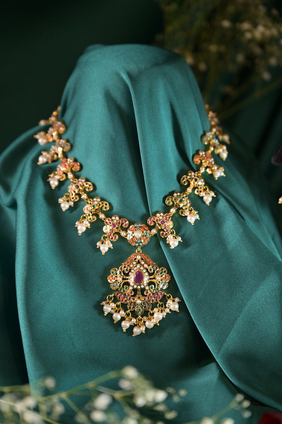 Adarshini Navratna Jadau Long Necklace