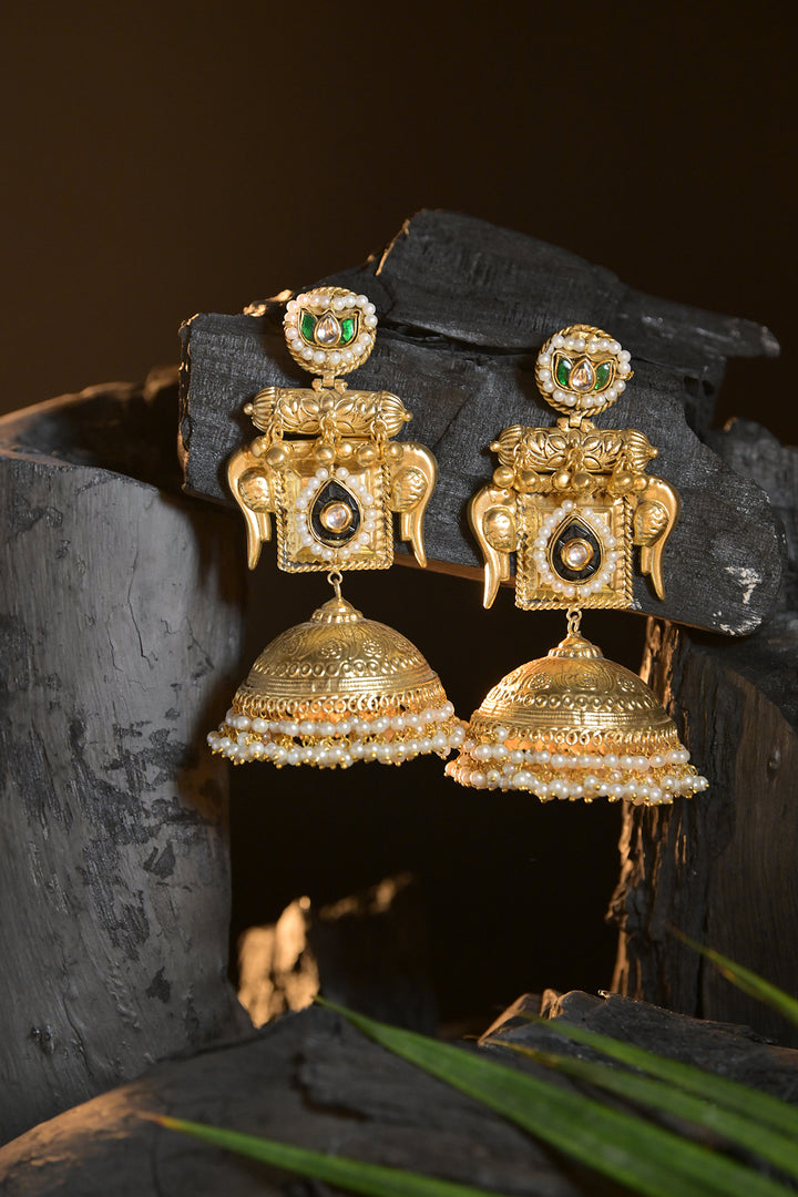 Murali Golden Jhumka Earrings