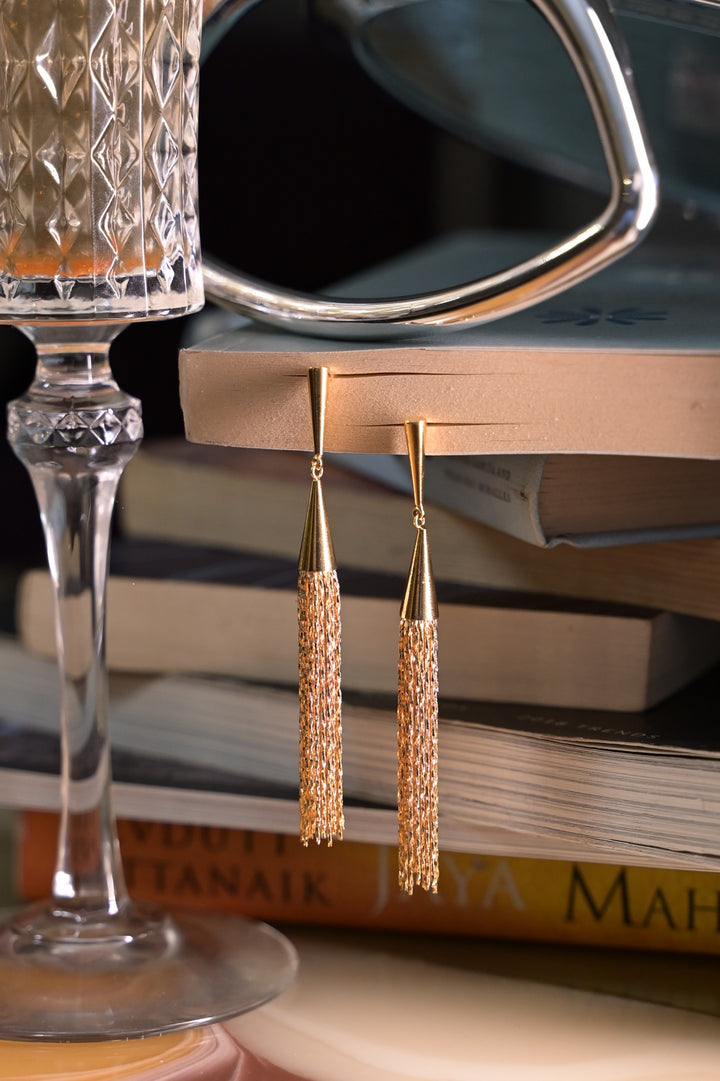 Golden Drift Tassel Resort Dangler Earrings
