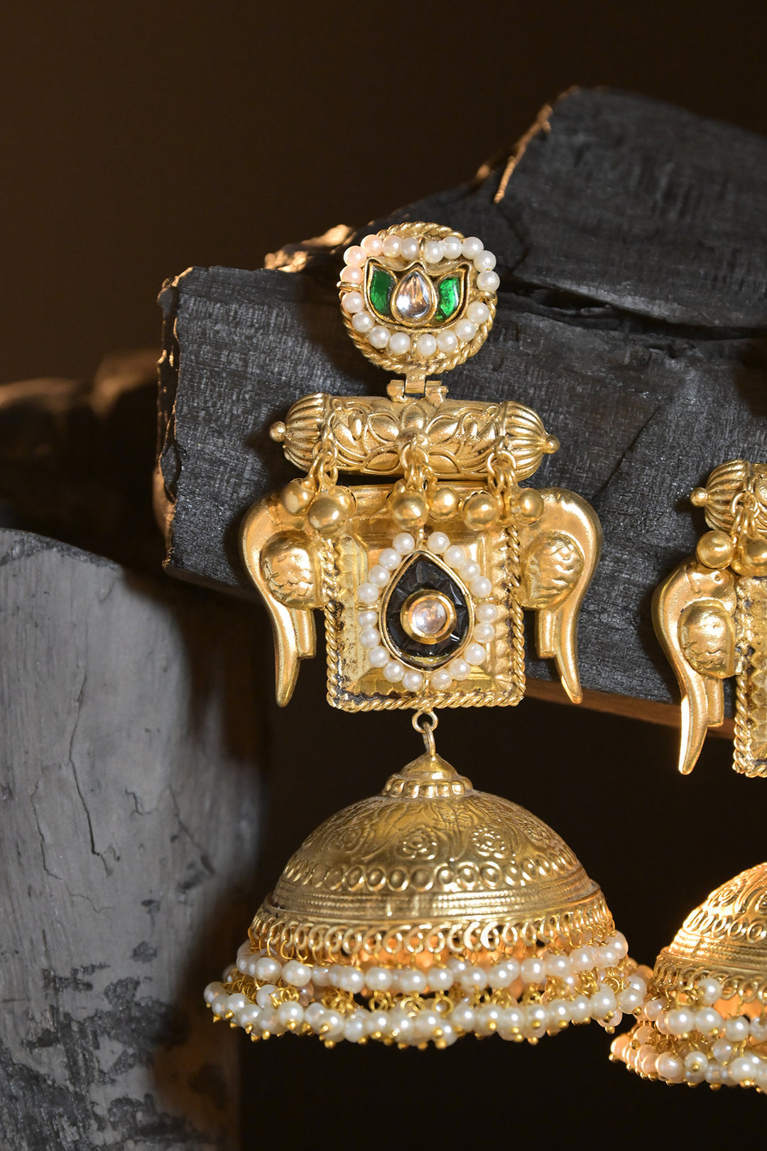 Murali Golden Jhumka Earrings