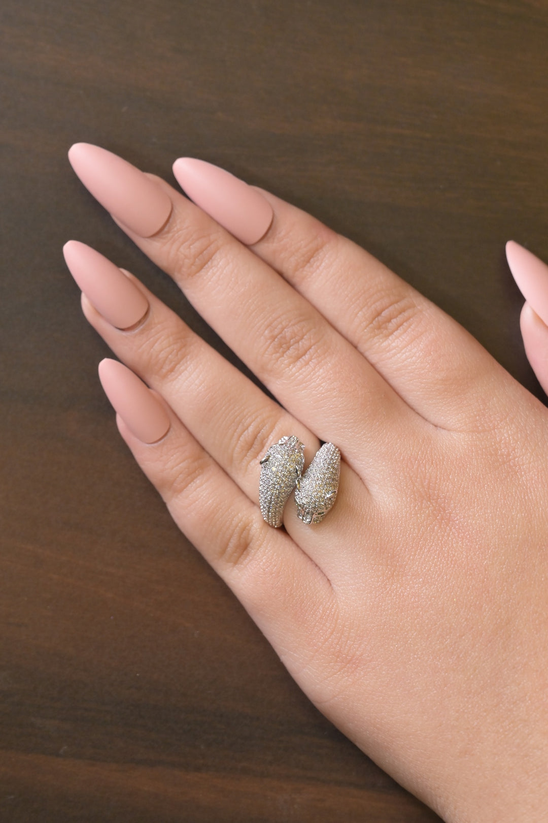 Nazia Crisscross Panther Ring