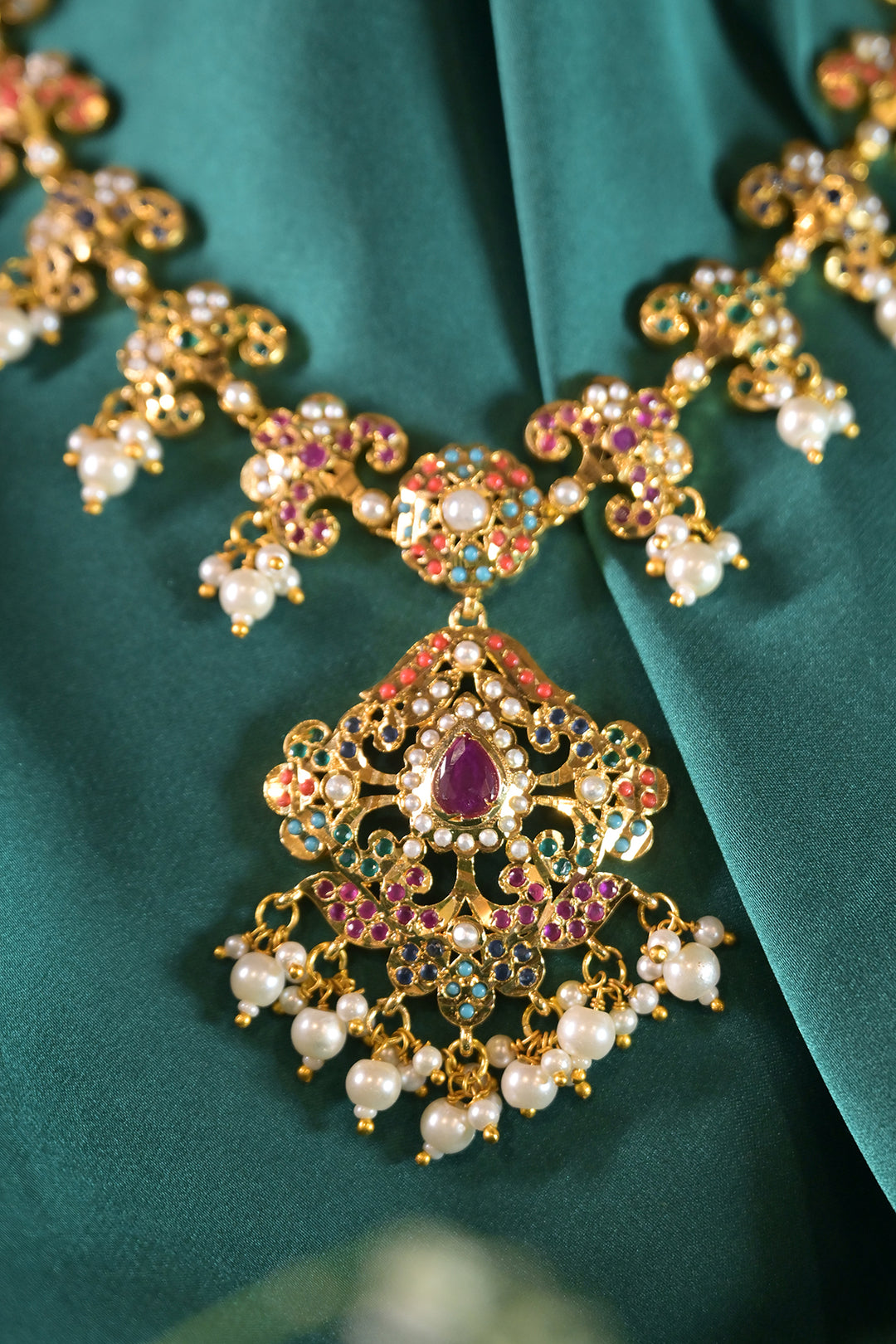 Adarshini Navratna Jadau Long Necklace