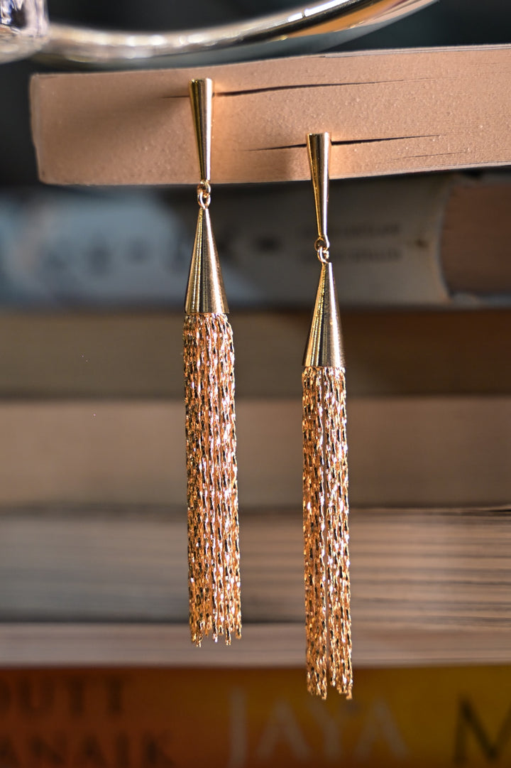 Golden Drift Tassel Resort Dangler Earrings