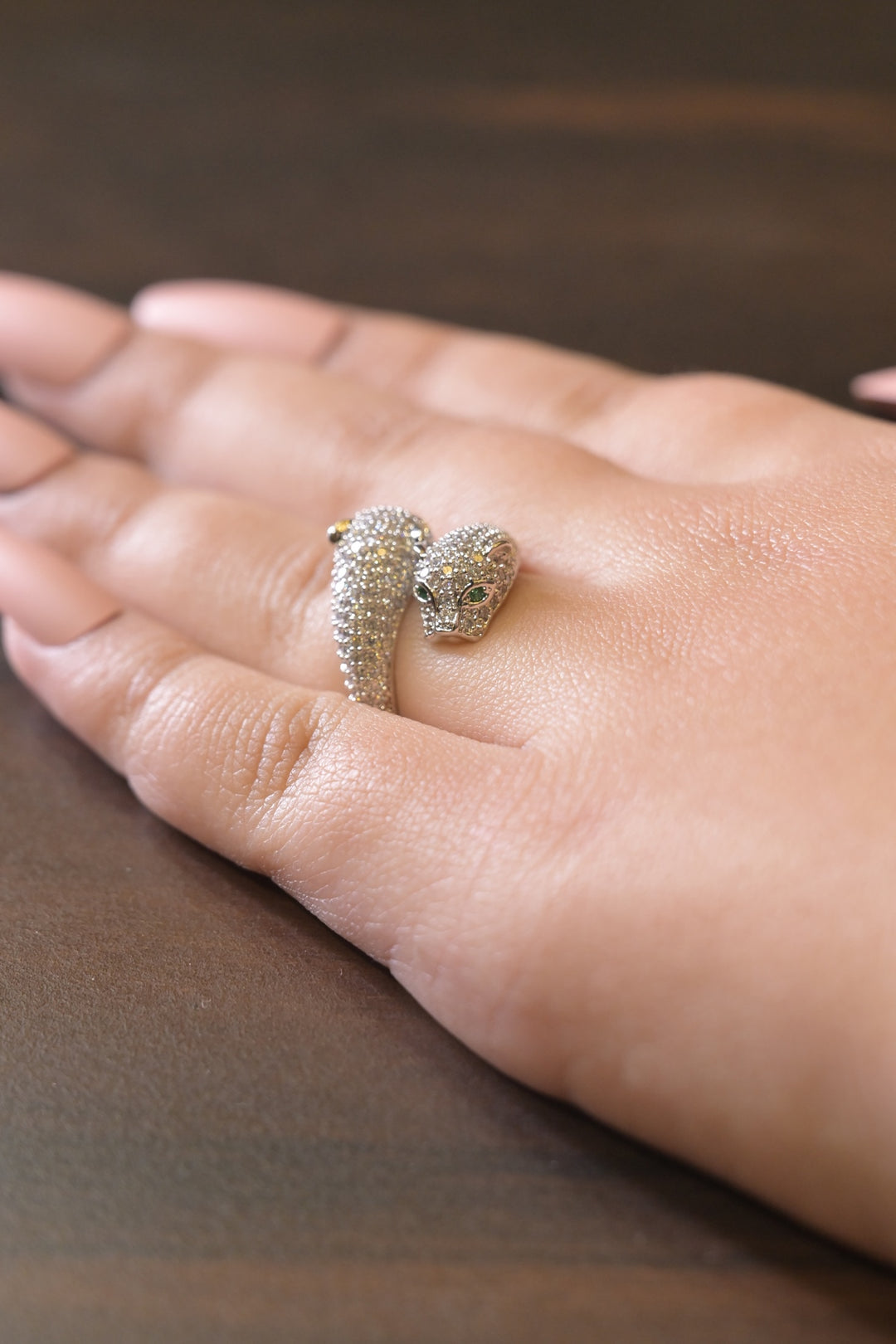 Nazia Crisscross Panther Ring