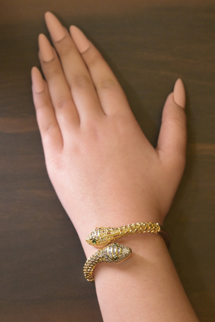 Naagmani Twin Gold Cuff Bracelet