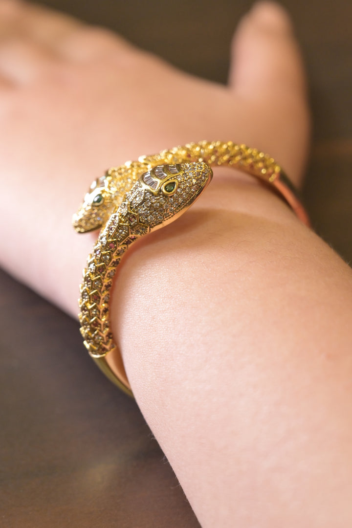 Naagmani Twin Gold Cuff Bracelet