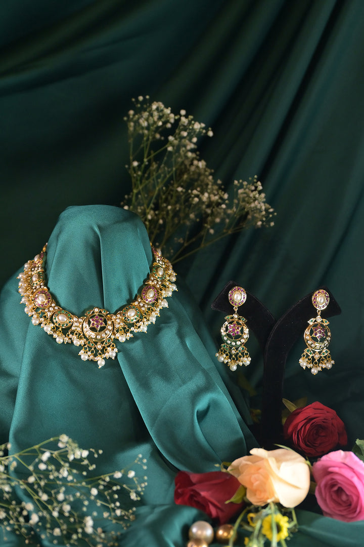 RajMaitreyi Rajasthani Multicolored Jadau Necklace