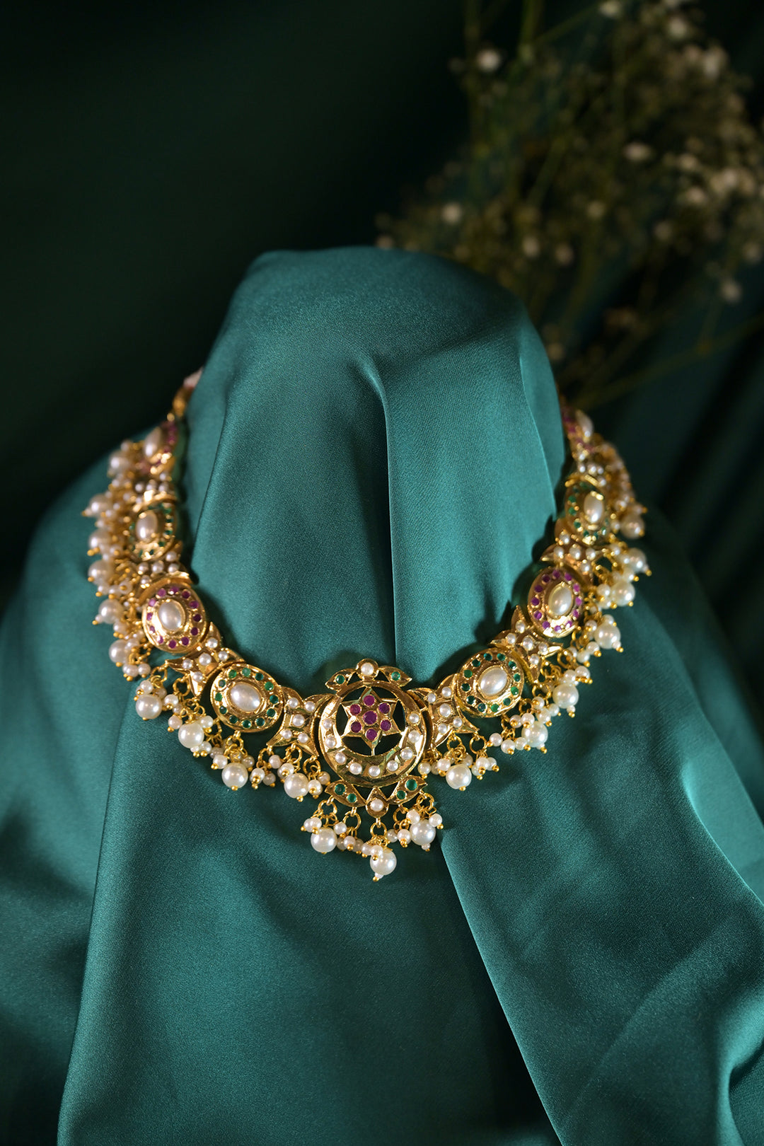 RajMaitreyi Rajasthani Multicolored Jadau Necklace