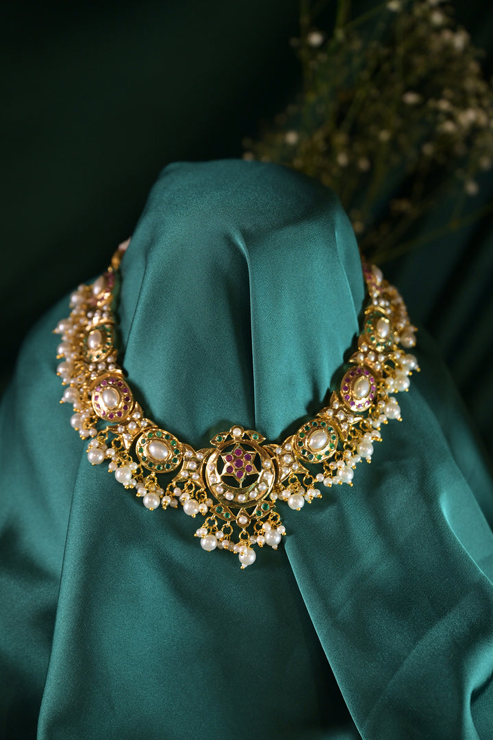 RajMaitreyi Rajasthani Multicolored Jadau Necklace
