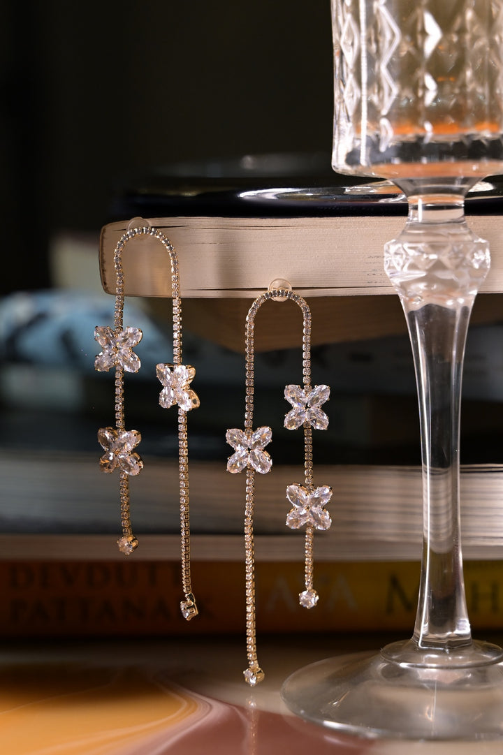 Twilight Golden Flower Dangler Earrings