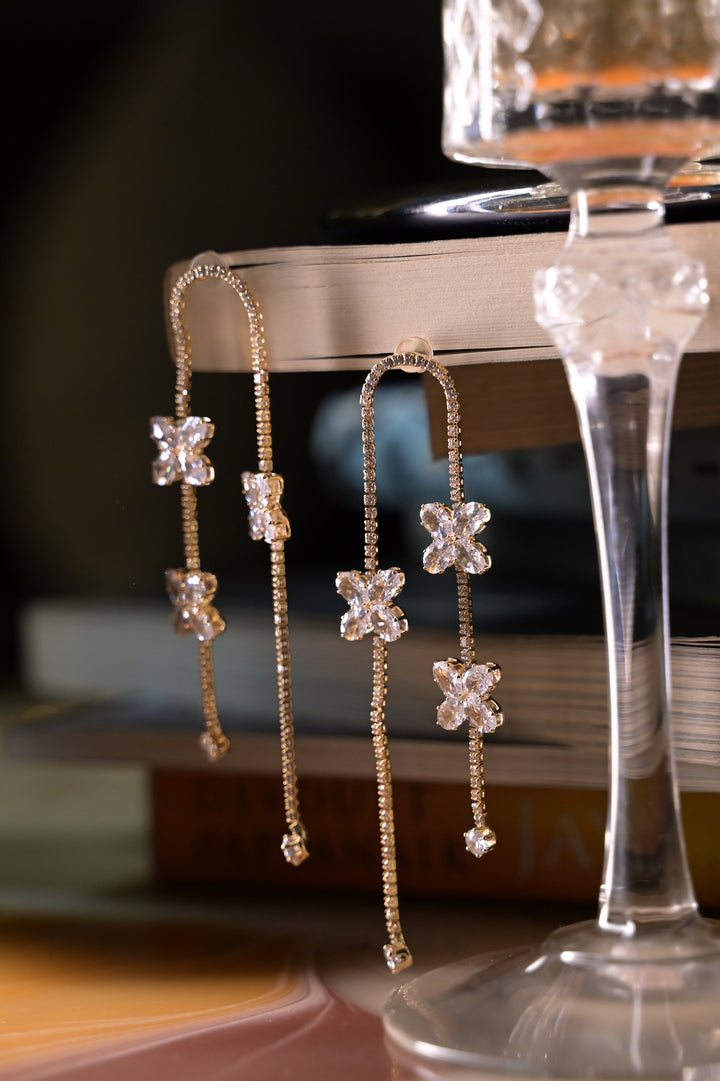 Twilight Golden Flower Dangler Earrings