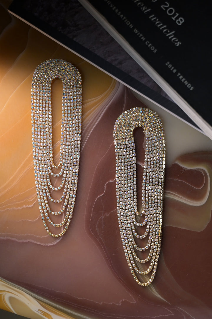 Golden Diamond Twilight Fold Long dangler earrings