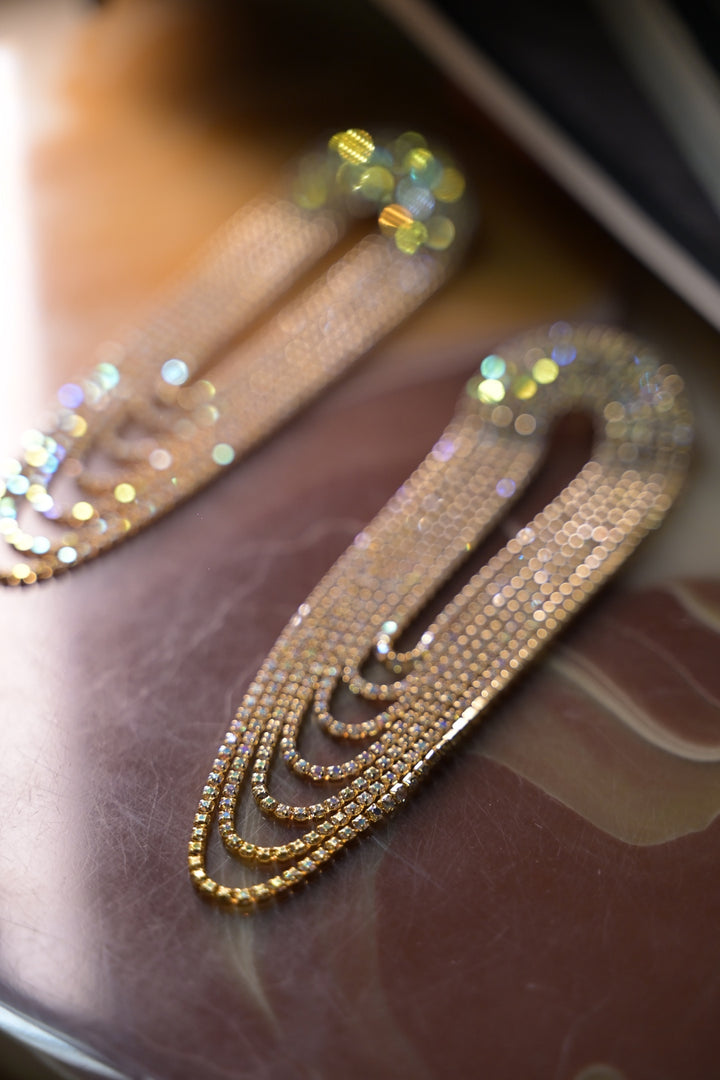 Golden Diamond Twilight Fold Long dangler earrings
