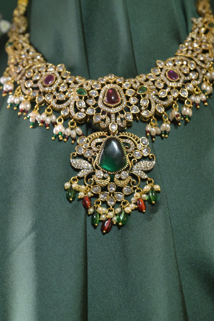 Kamakshi Temple Multicolored Long Bridal Necklace