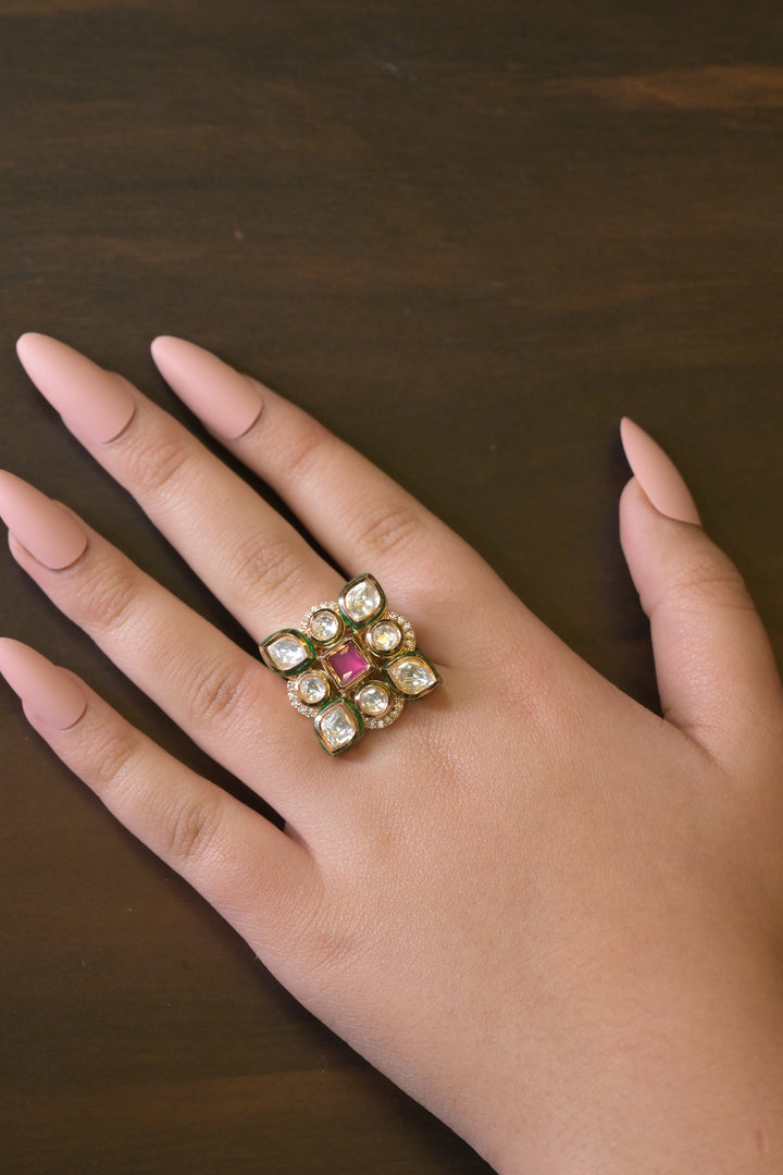 Begum Nirani Haldi Square Polki Ring