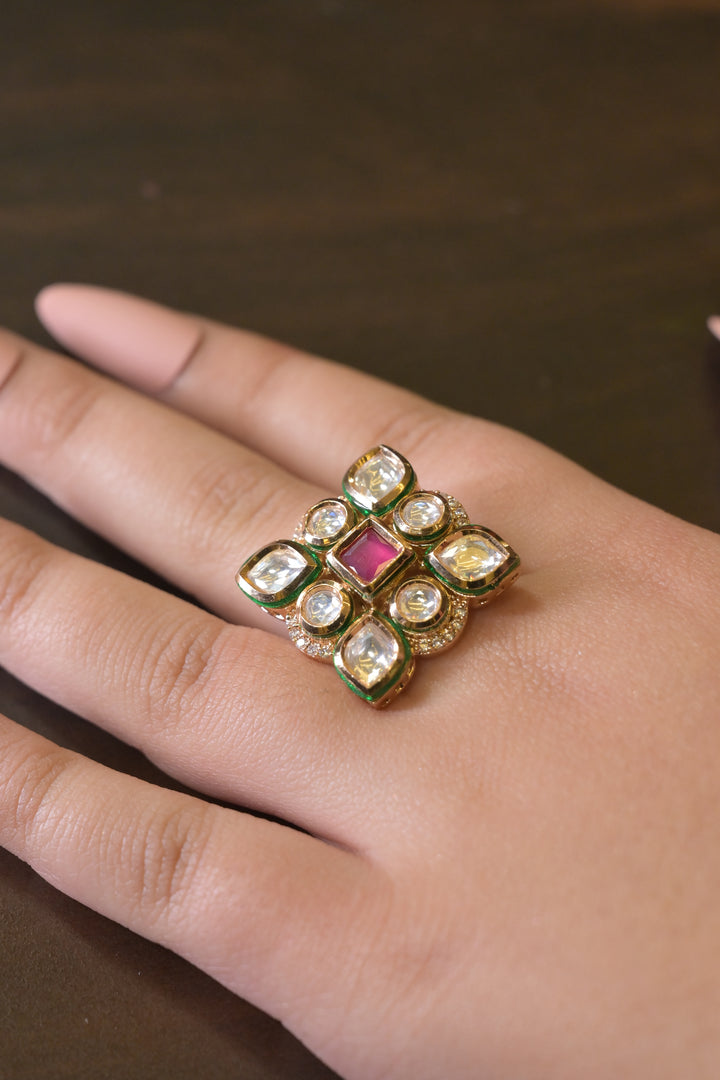 Begum Nirani Haldi Square Polki Ring