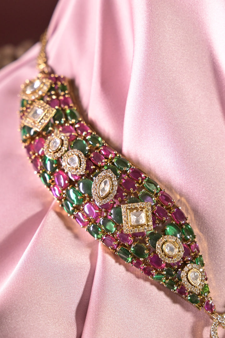 Meisha Sangeet Multicolored Polki Pearl Drop Necklace