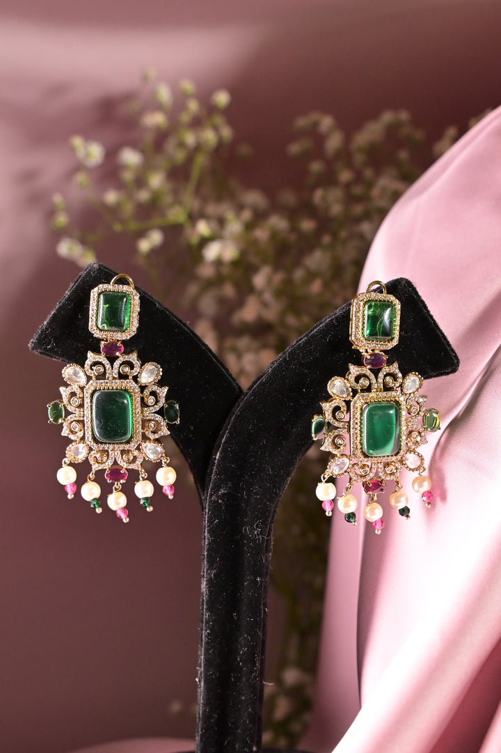 Meisha Sangeet Multicolored Polki Pearl Drop Necklace