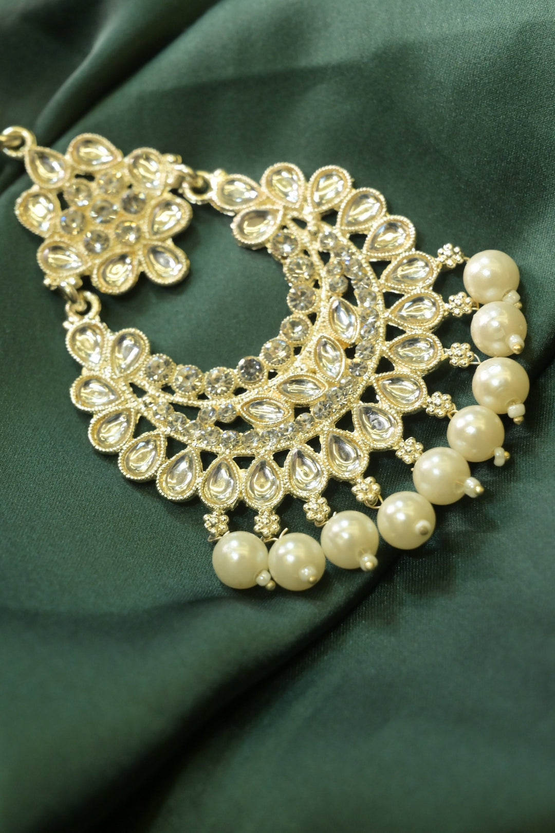 Sumitra Silver Tone Stone Studded Kundan Maangtikka