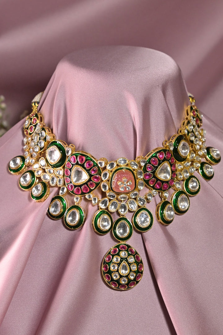 Kalyani Multicolour Bridal Polki Kundan Necklace