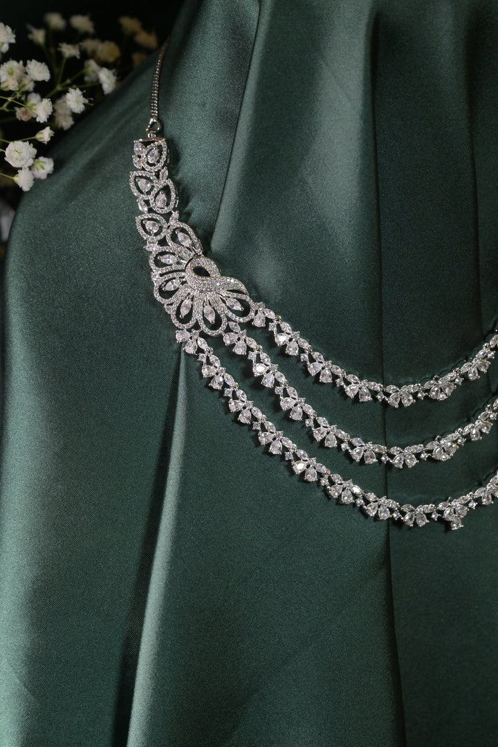 Floral Motif Diamond Cocktail Premium Layered Necklace