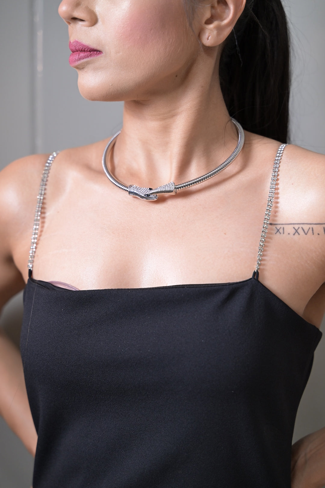 Studded Viper Diamond Choker Necklace