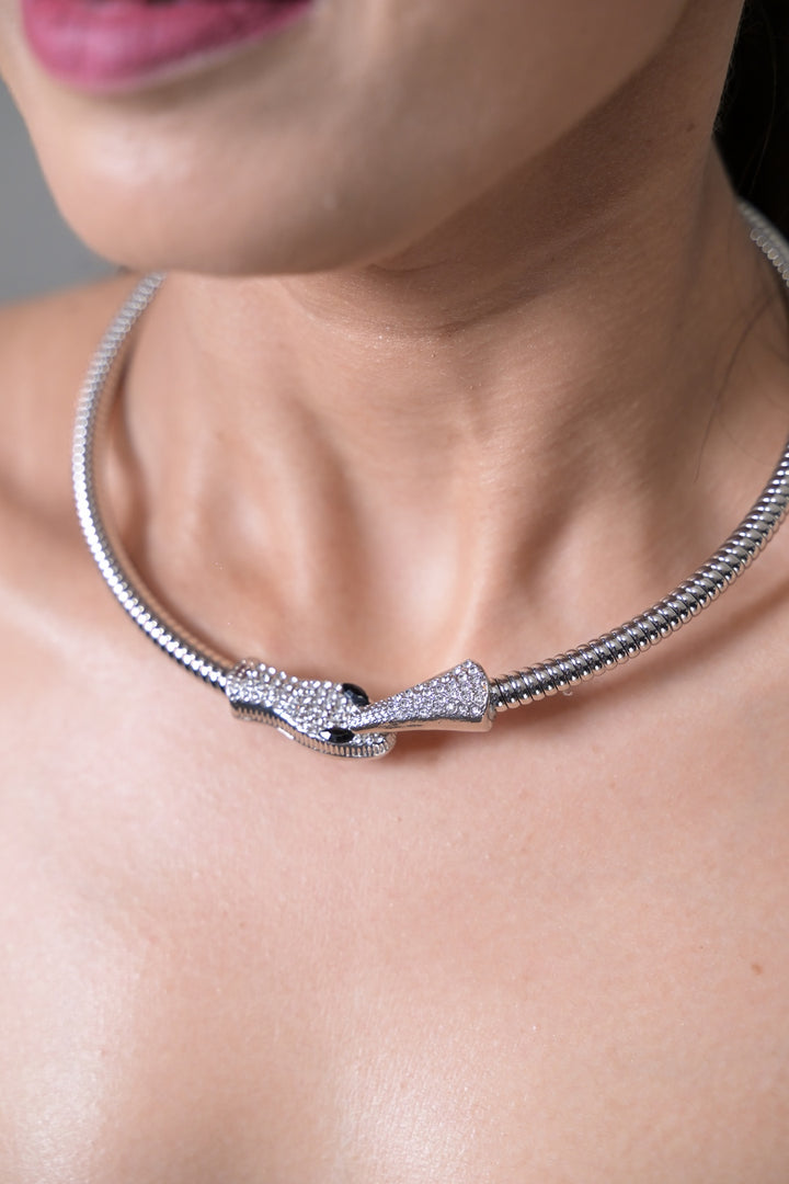 Studded Viper Diamond Choker Necklace