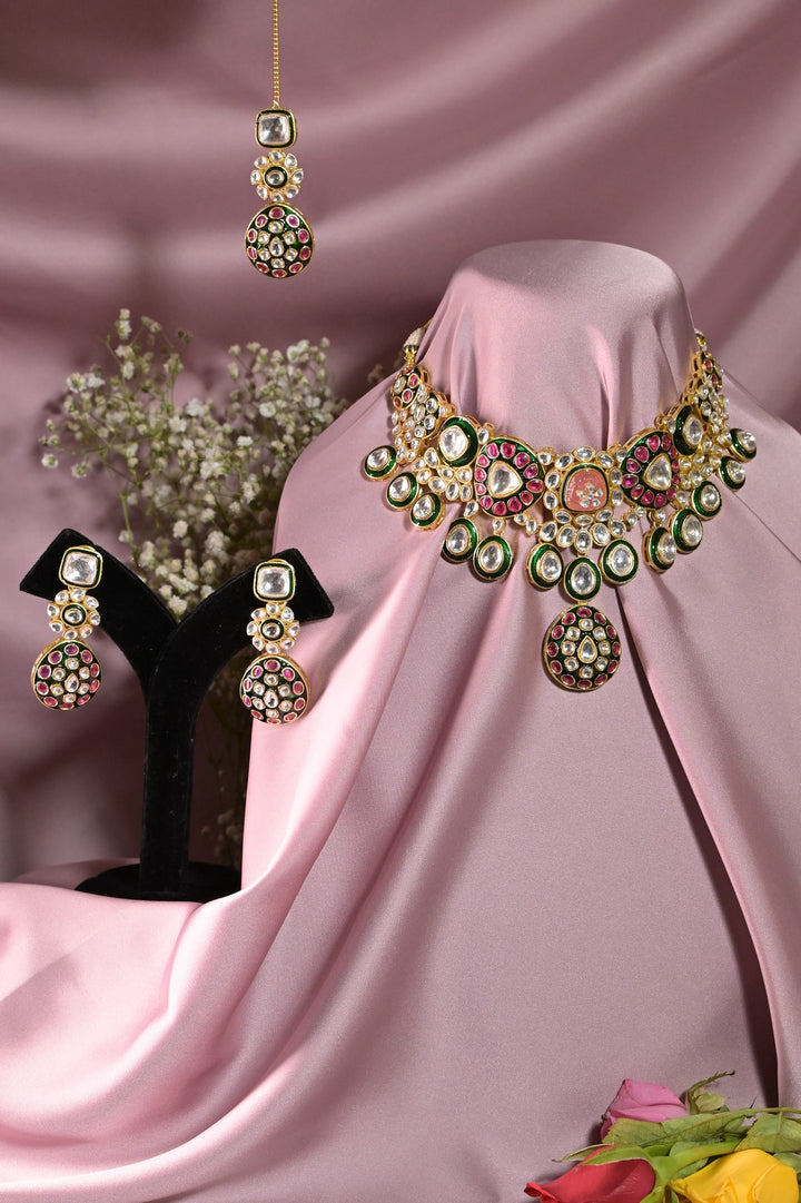 Kalyani Multicolour Bridal Polki Kundan Necklace