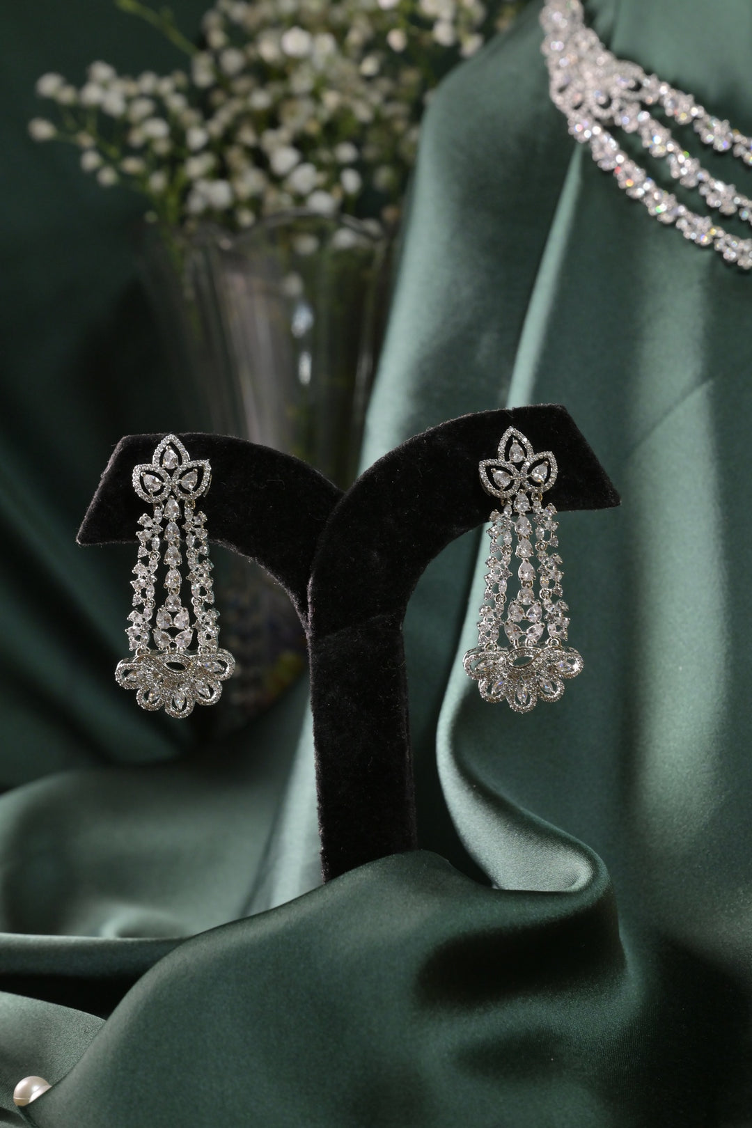 Floral Motif Diamond Cocktail Premium Layered Necklace