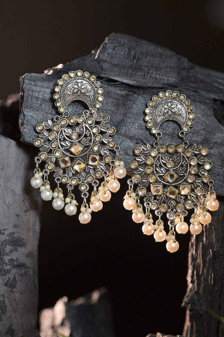 Anarkali Silver Pearls Earings