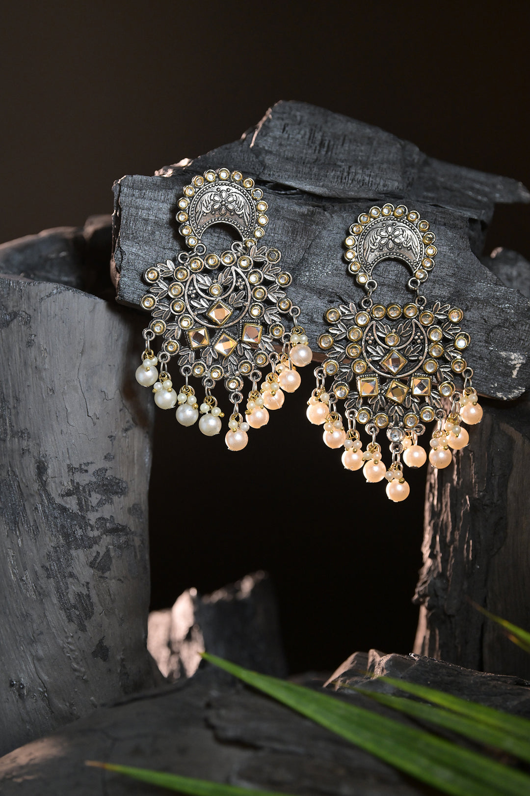 Anarkali Silver Pearls Earings