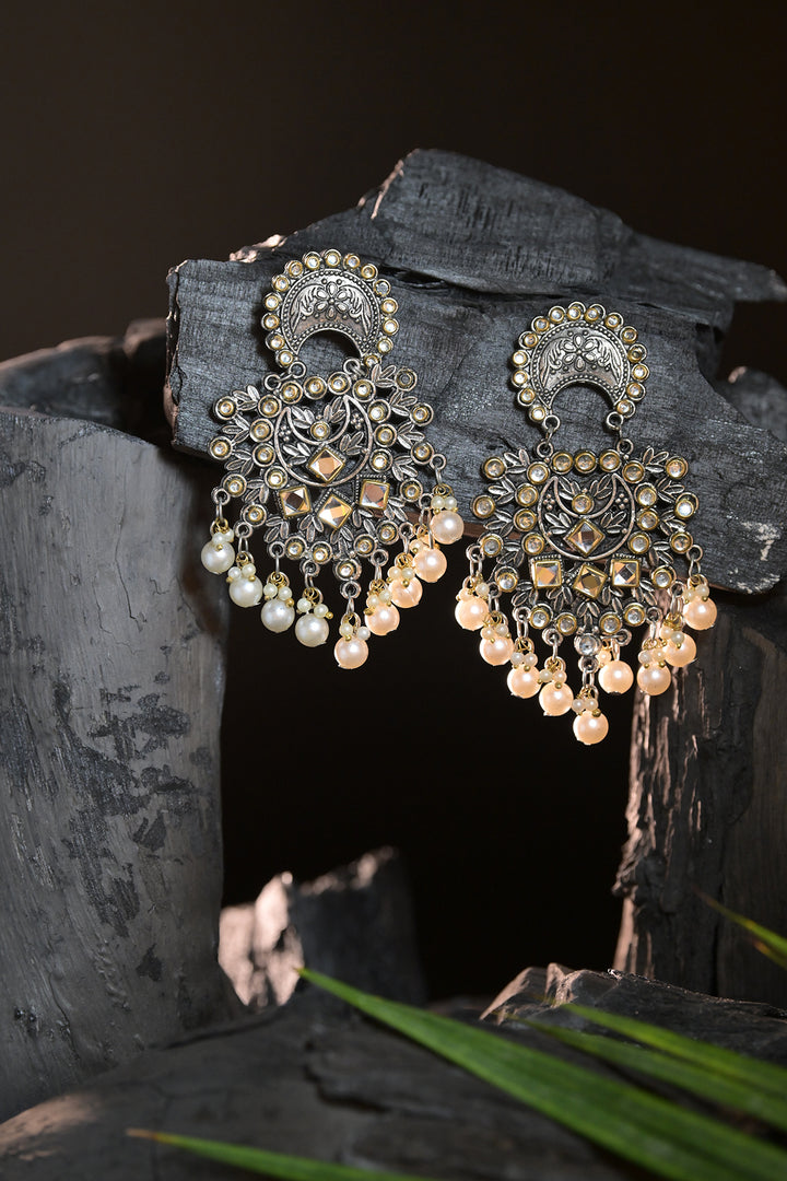 Anarkali Silver Pearls Earings