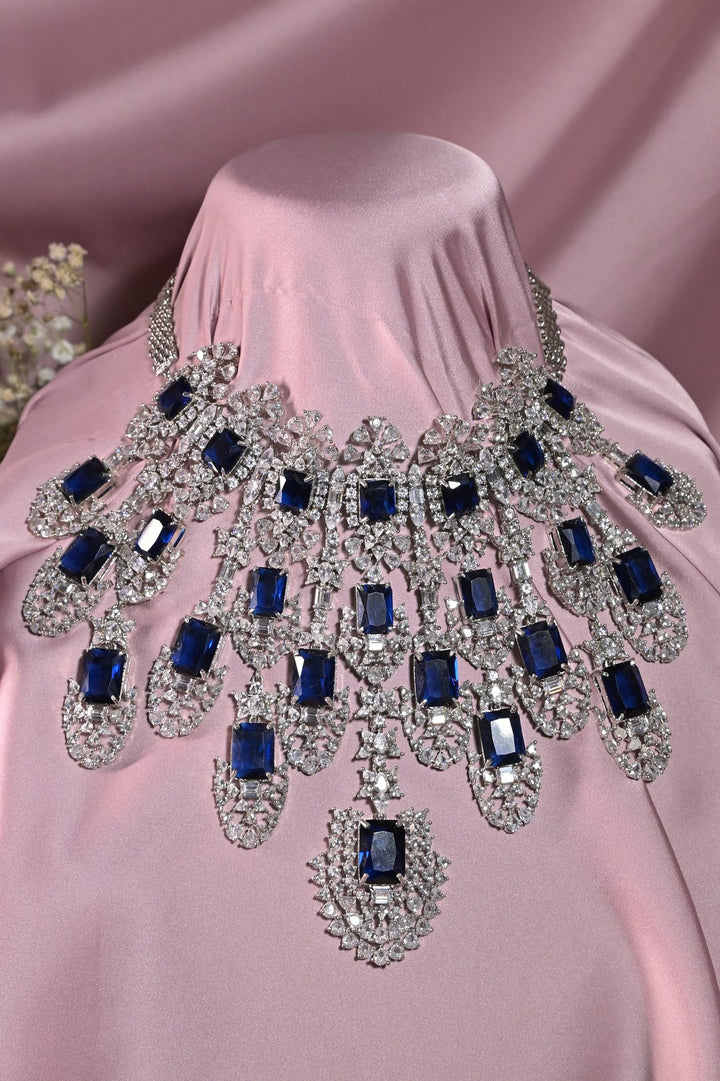 Rajwadi Blue Sapphire Cocktail Diamond Necklace