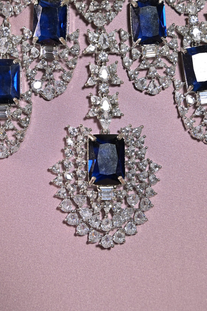 Rajwadi Blue Sapphire Cocktail Diamond Necklace