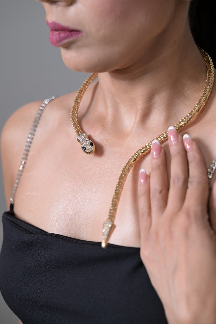 V Shape Open Serpent Choker Necklace