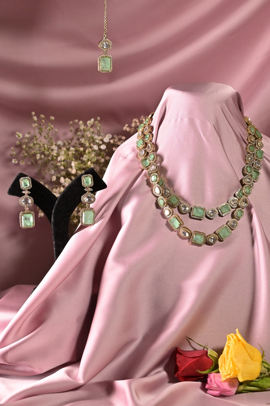 Ragini Ratnamala Mint Polki Double-layered Necklace