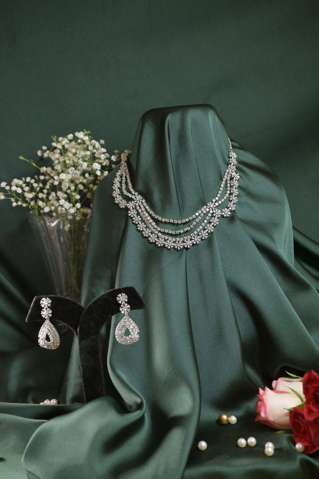 Nityanjali Premium Layered Diamond Cocktail Necklace