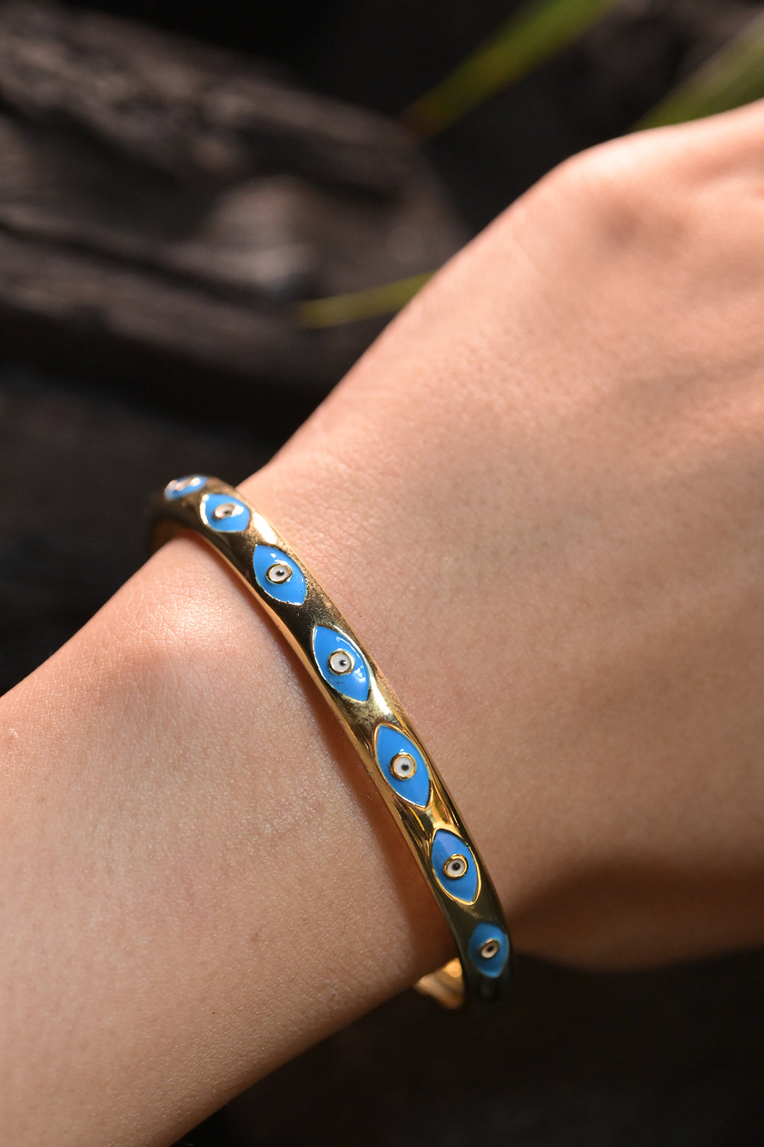 Niagra Evil Eye Gold Open Adjustable Bracelet