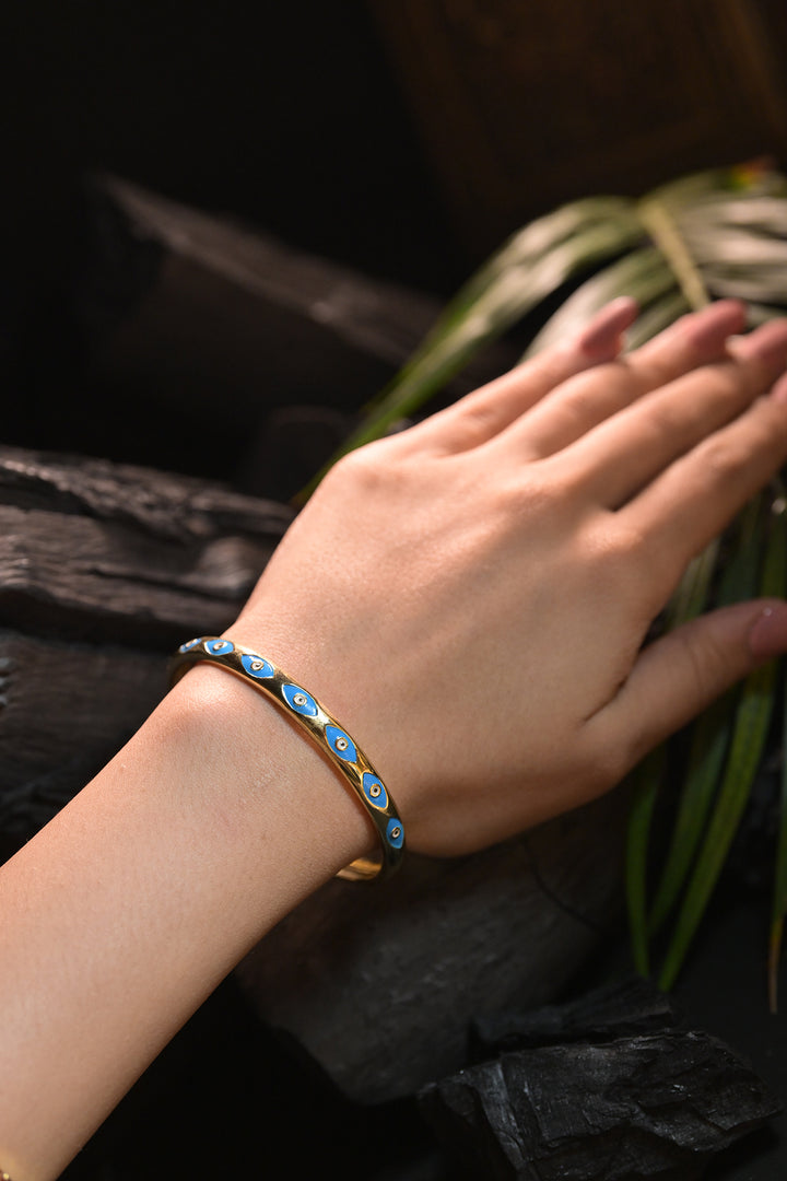 Niagra Evil Eye Gold Open Adjustable Bracelet