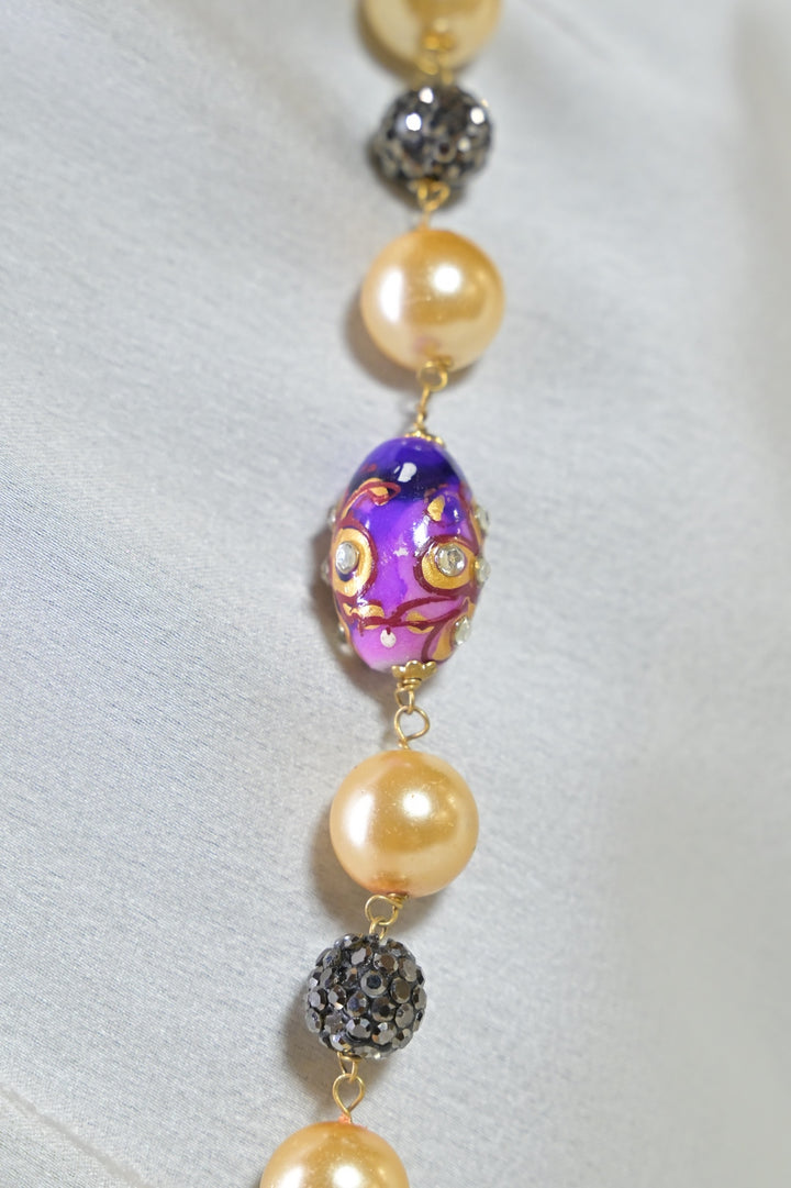 Rajasthani Purple Elegance Beaded Necklace
