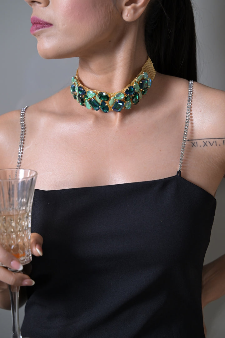 Gemstone Golden Club Choker Necklace