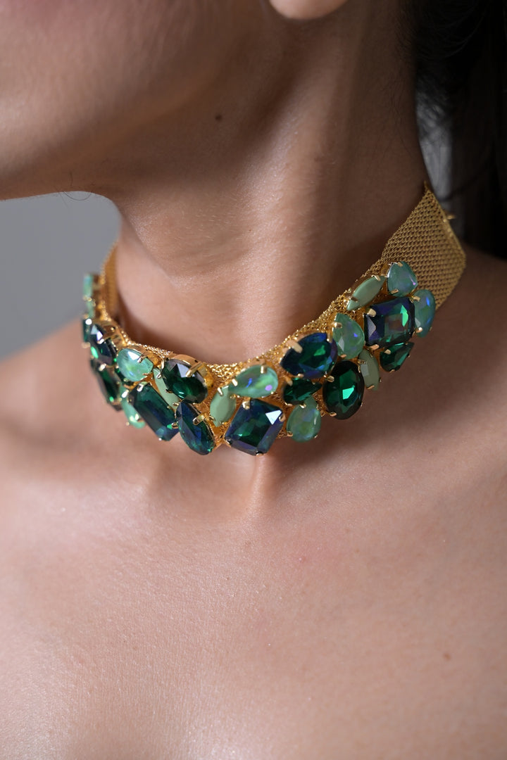 Gemstone Golden Club Choker Necklace