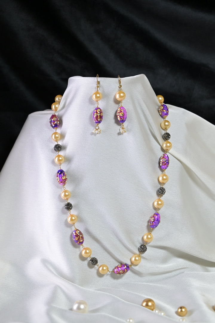 Rajasthani Purple Elegance Beaded Necklace