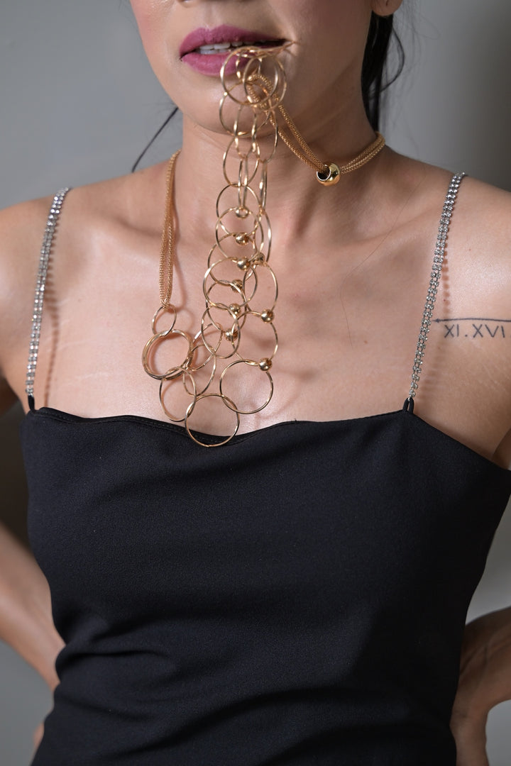 Resort Golden Rings Long Chain Necklace