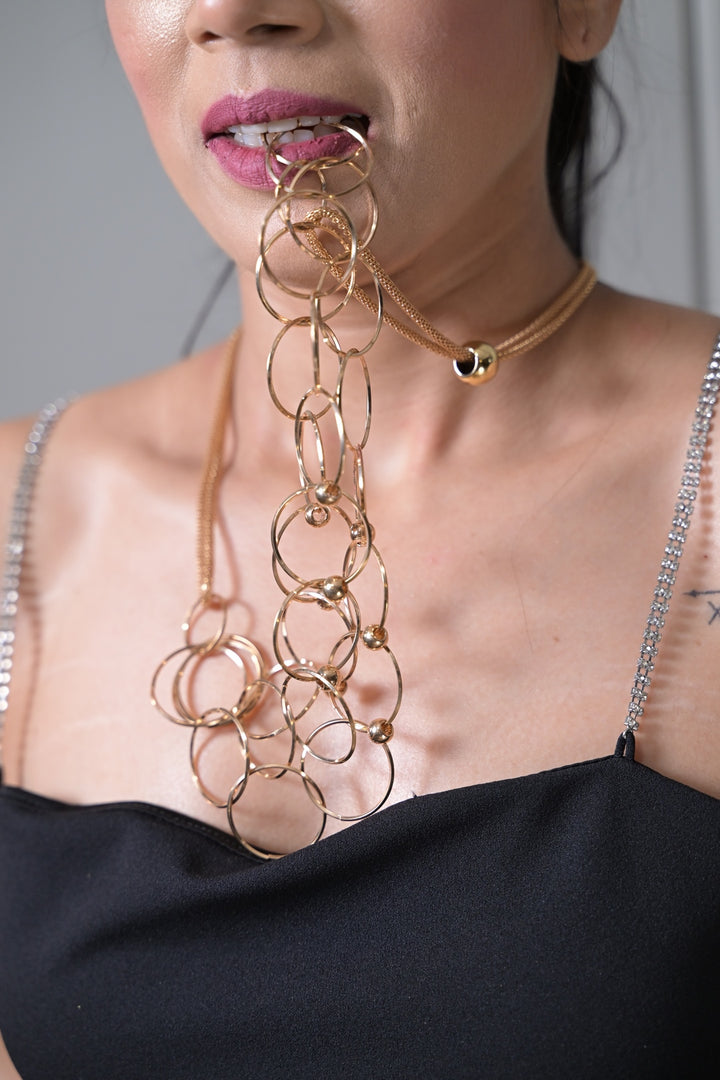 Resort Golden Rings Long Chain Necklace