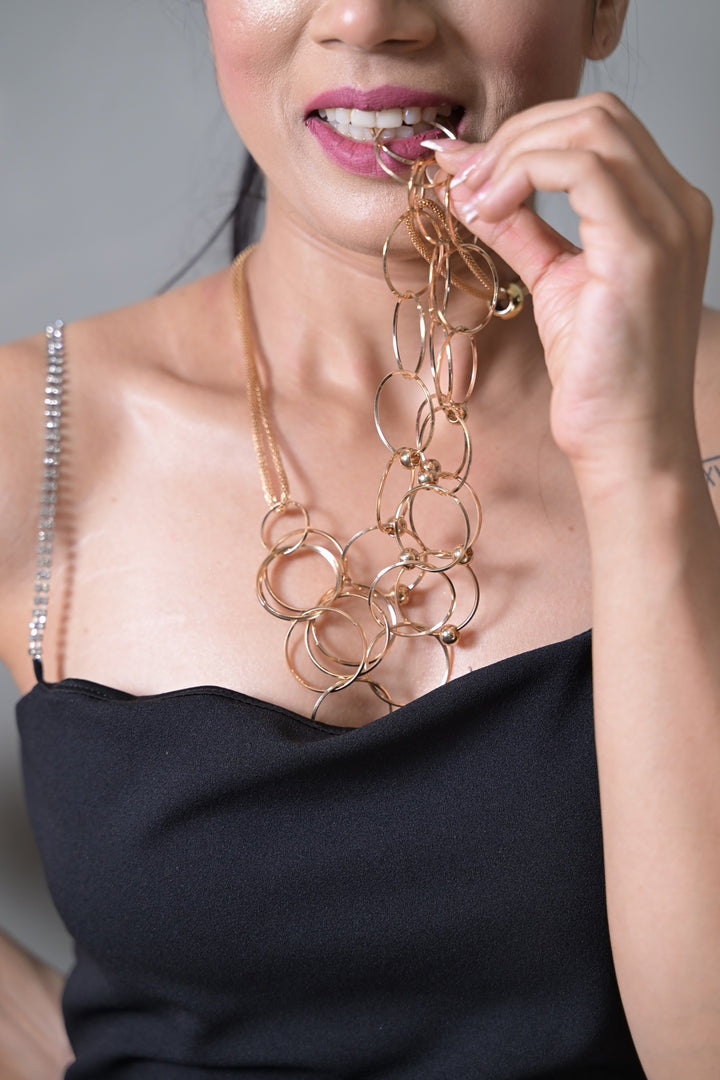 Resort Golden Rings Long Chain Necklace